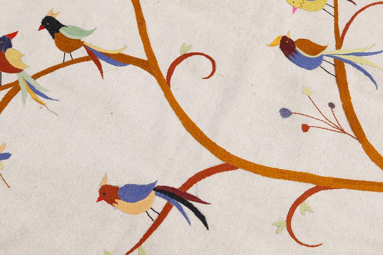 An embroided oriental flat weave carpet, circa 225 x 175 cm.