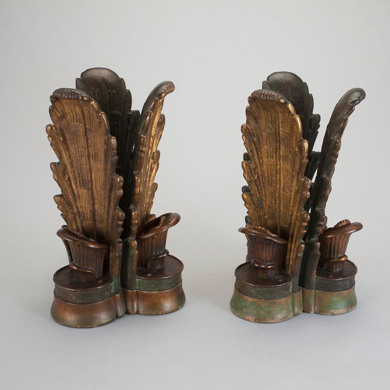 Ansgar Almquist, A pair of Swedish Grace bronze table uplights, Sweden,