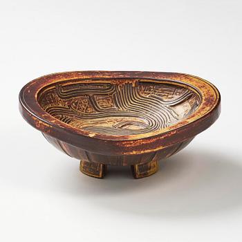 Wilhelm Kåge, a "Farsta" stoneware bowl, Gustavsberg Studio 1948.