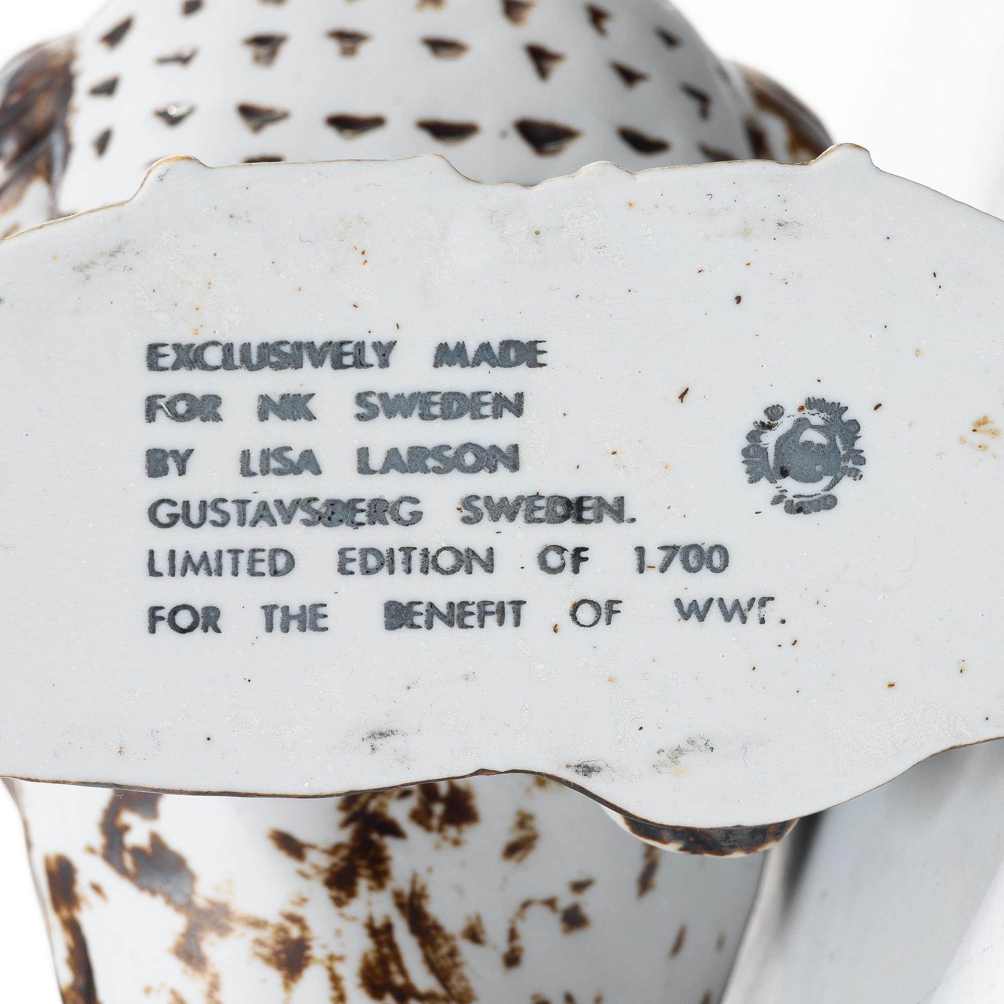 Lisa Larson, a 'Säl' and 'Utter' figurine, Gustavsberg for NK, Nordiska Kompaniet in collaboration with WWF.