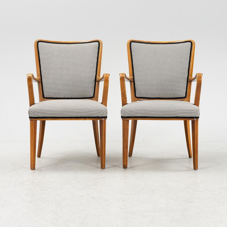 ASKI, AB Svenska Kontorsmöbelindustrier, a pair of beech armchairs, Bodafors, 1940's/50's.