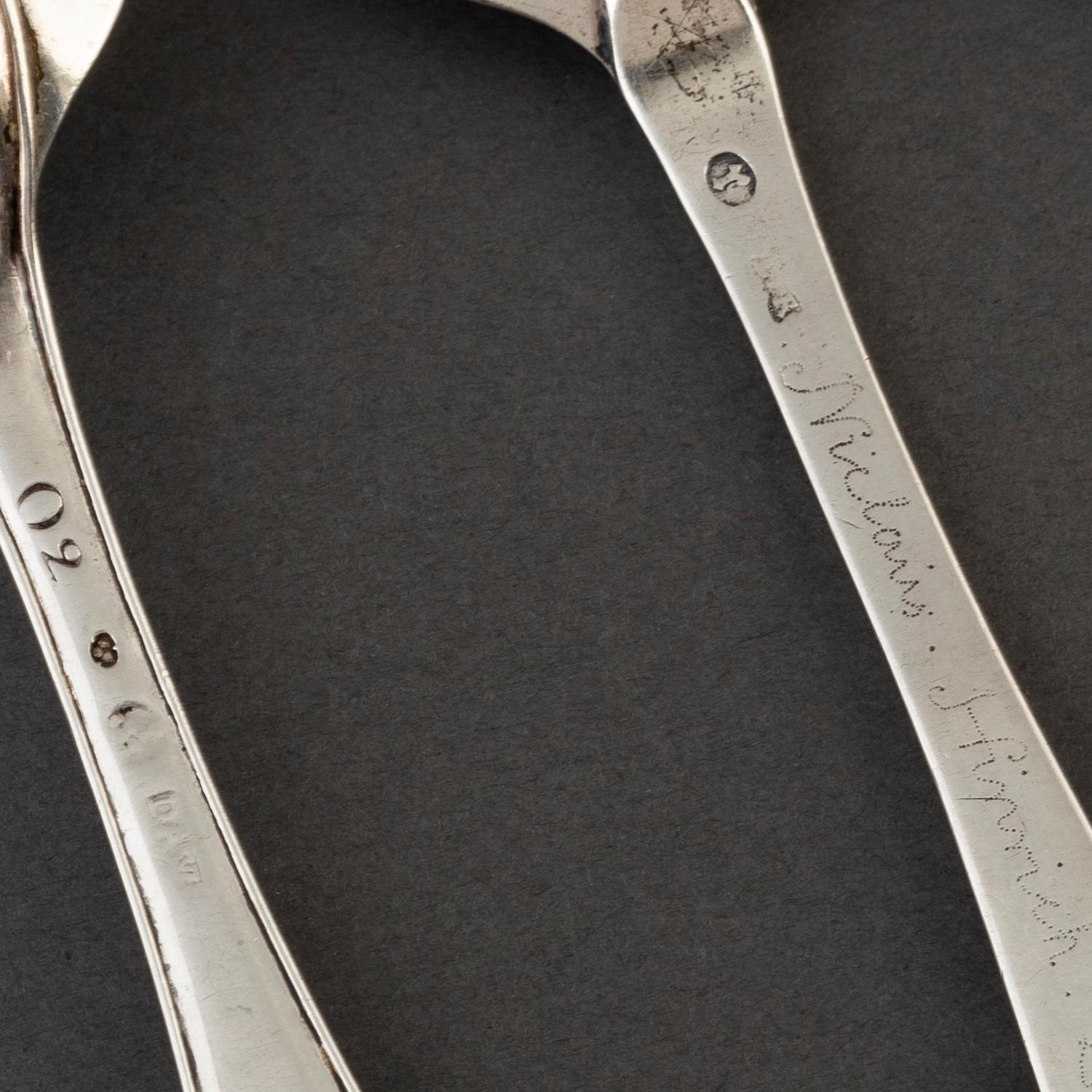 Dopskedar, 4 st silver. Bl a Magnus Frölin Eksjö (1752-60).