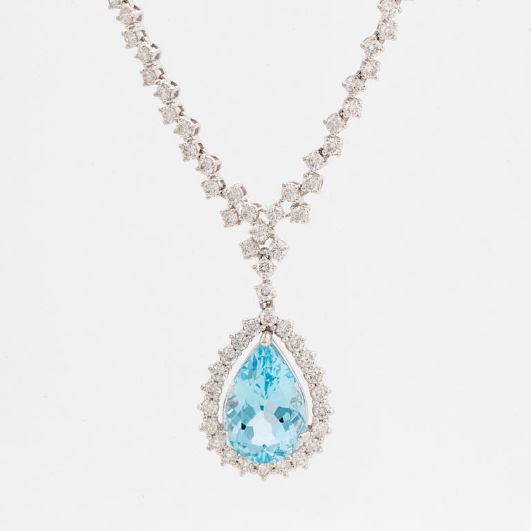 Topaz and brilliant-cut diamond necklace.