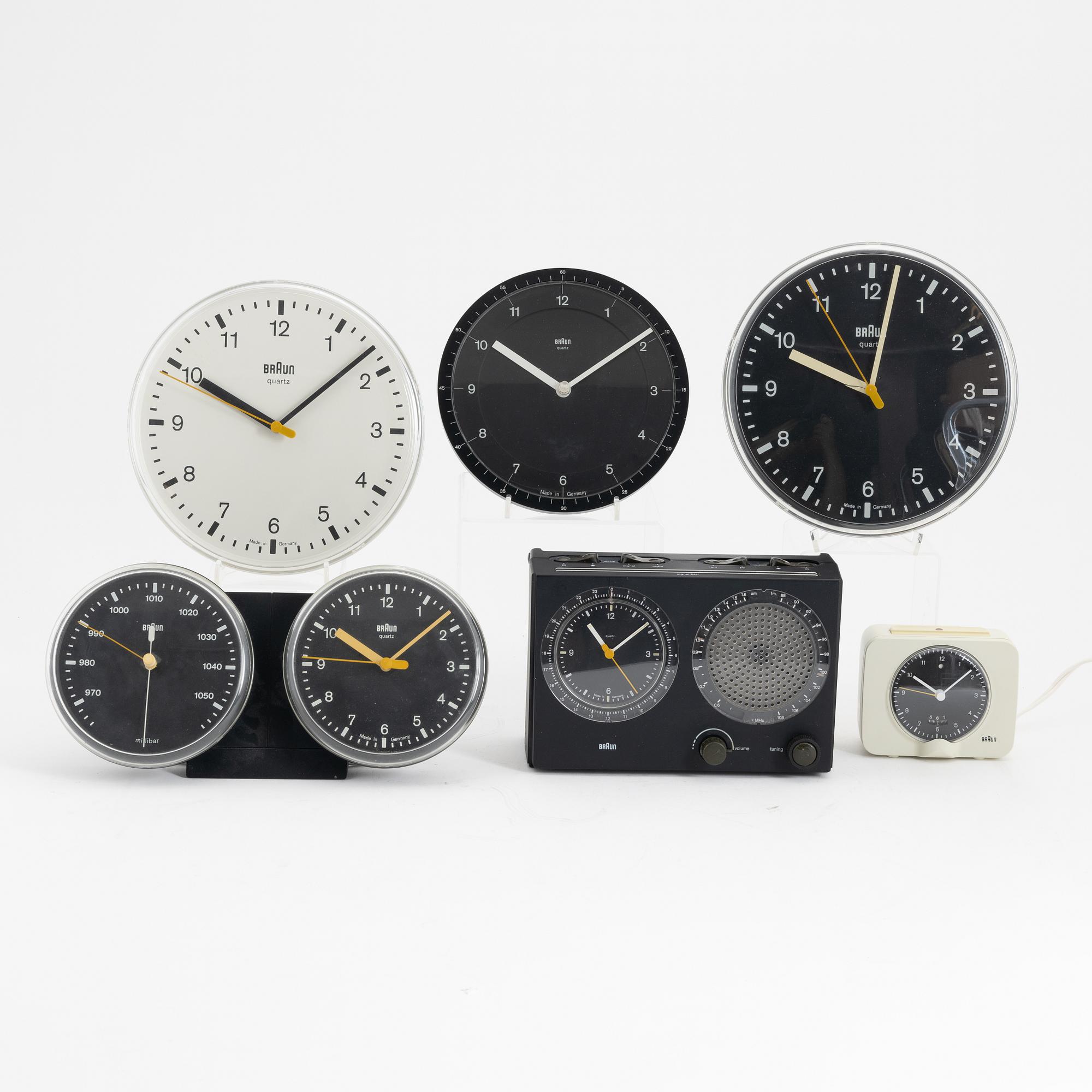 Dietrich Lubs & Dieter Rams, six clocks, Braun. - Bukowskis Dietrich Lubs & Dieter Rams, six clocks, Braun. - Bukowskis