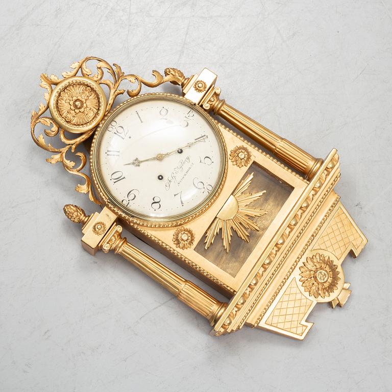 A swedish late gustavian wall clock, Johan Nyberg (Stockholm 1787-1801).
