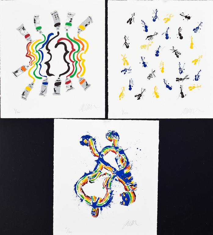 FERNANDEZ ARMAN. Mapp med 3 st serigrafier, signerade, numrerade 6/200. GKM edition, 1987.