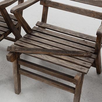 Carl Malmsten, a four piece 'Bergshamra' garden furniture suite, Igelstaverken, Södertälje.