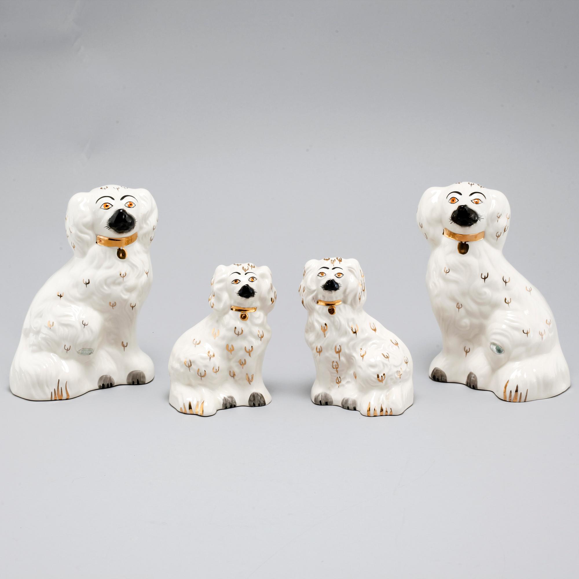 FIGURINER, två par, flintgods, Beswick, England, 1900-talets andra hälft.