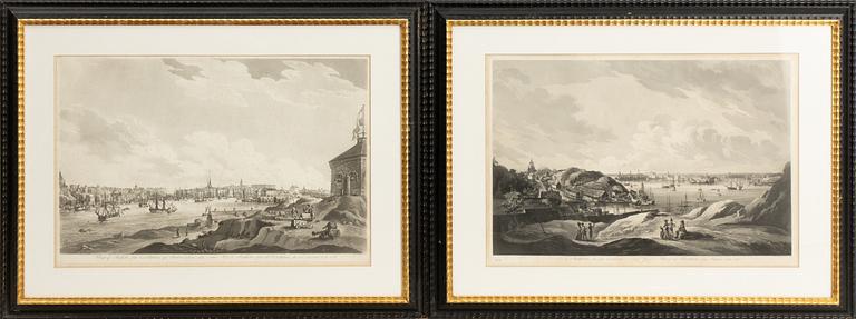 Johan Fredrik Martin,  "Utsigt af Stockholm från Stadens södra sida & "Vue de Stockholm pris de Castelholmen du côté...".