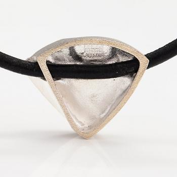 BJÖRN WECKSTRÖM, A stelring silver and leather necklace "Trix". Lapponia 2009.