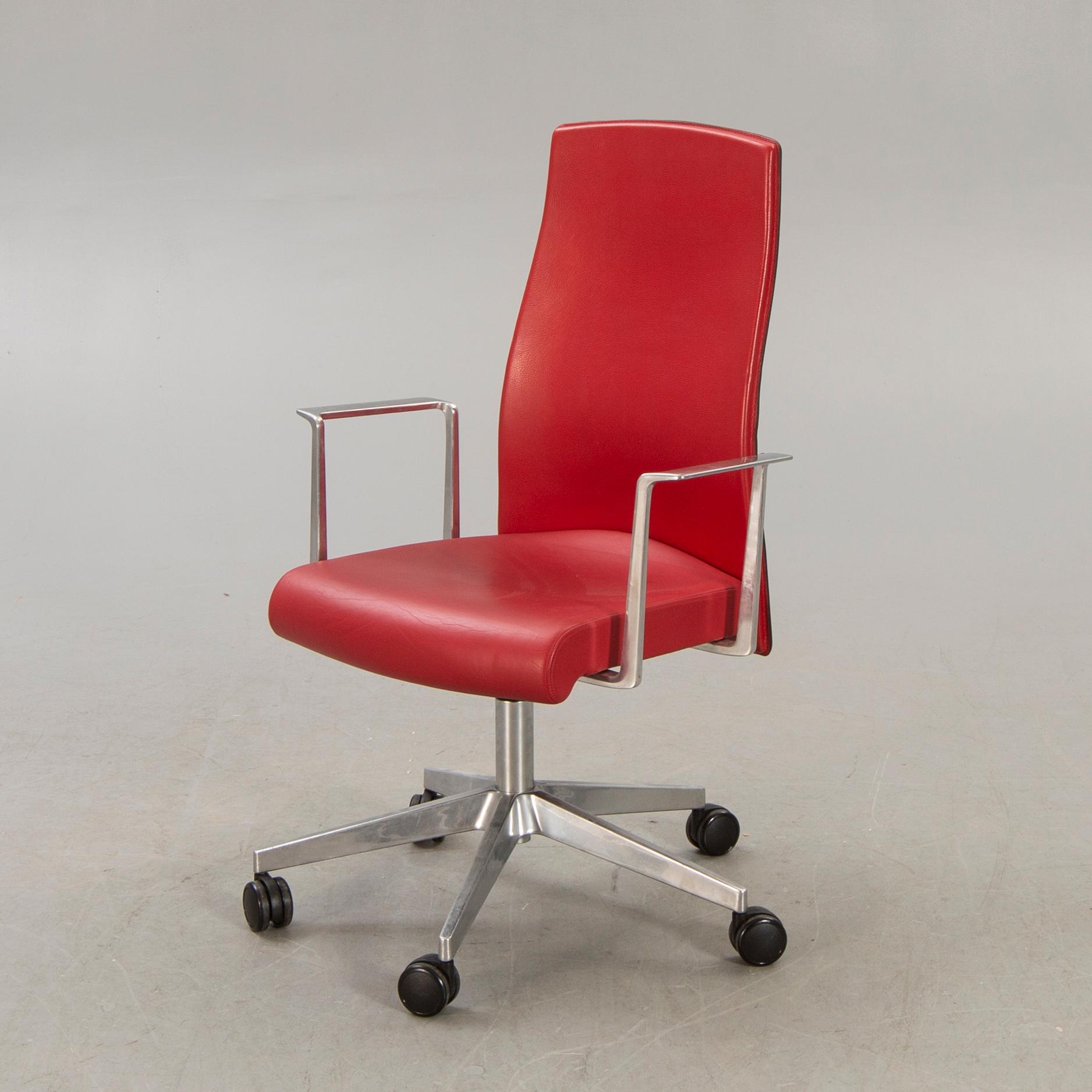 Jorge Pensi, a leather and metal office chair for Akaba Italy  later part of the 20th century.