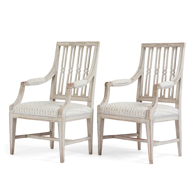 A pair of Gustavian armchairs by M Lundberg (1775-1812).