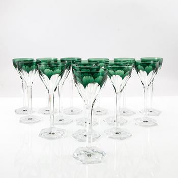 Wine glasses, 15 pcs, Val Saint Lambert, Belgium, second half of the 20th century.