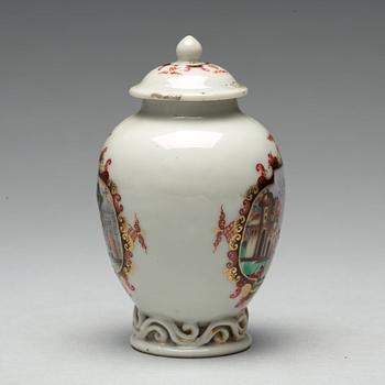 A famille rose tea caddy, Qing dynasty, Qianlong (1736-95).