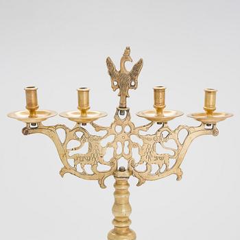 Kandelaber, mässing, Judaica, Polen.