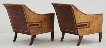 A pair of 1930's armchairs attributed to Axel Larsson,
Svenska Möbelfabrikerna, Bodafors.