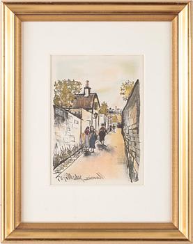 Maurice Utrillo · MAURICE UTRILLO, färglitografi. Signerad i trycket.