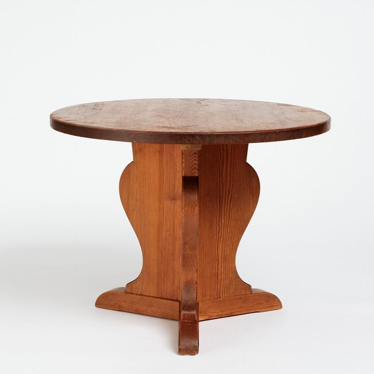 Nordiska Kompaniet, a stained pine circular top 'Lovö' table, ca 1941.
