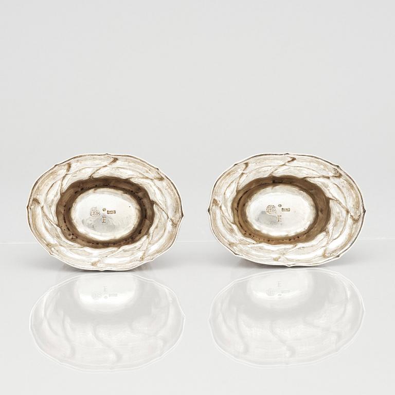 A pair of Swedish 18th century parcel-gilt salt-cellars, mark of  Stephan Westerstråhle the elder, Västervik 1763.