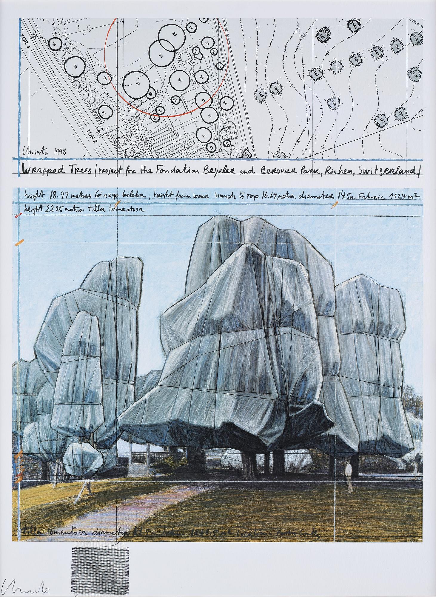 Christo & Jeanne-Claude, "Wrapped Trees project for the the Fondation Beyeler and Berower Park, Riehen, Switzerland".