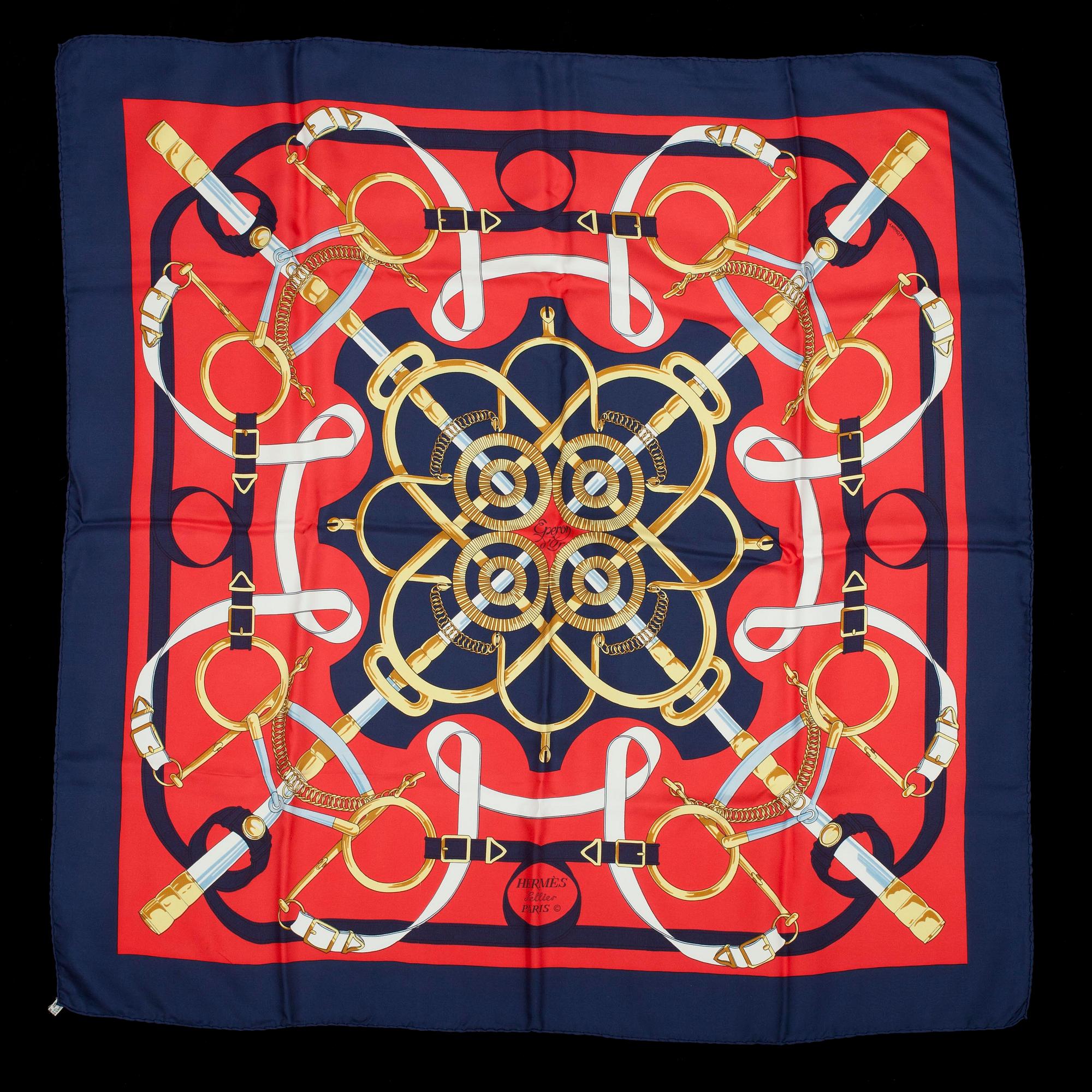 SCARF, siden, "Eperon d'or", design H. d'Origny, Hermès, Paris.