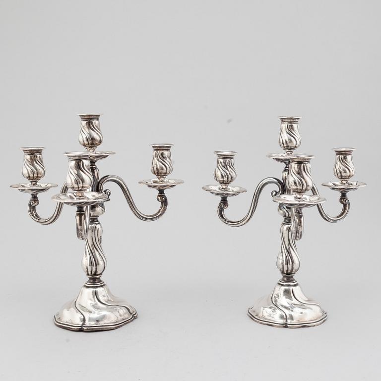 A PAIR OF SILVER CANDELABRA, first half of the 20th century.