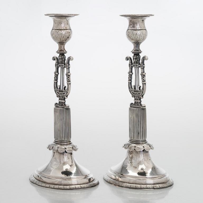 A pair of Empire silver candlesticks, maker's mark of Jacob Herman Lundström, Kuopio 1830.