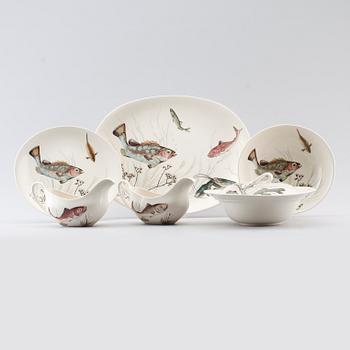 FISKSERVIS, 24 delar, flintgods, "Fish", Johnson Bros England, 1900-talets första hälft.