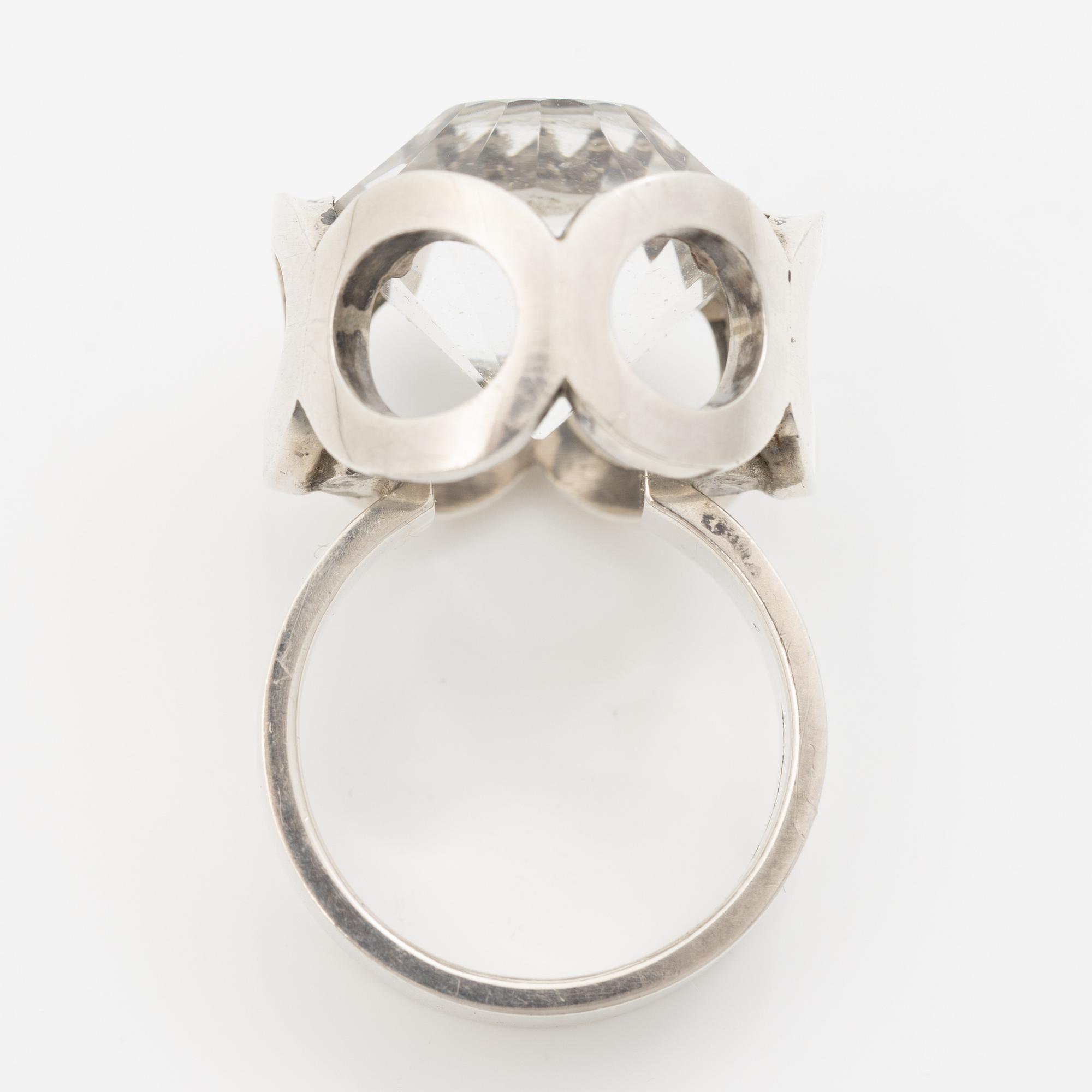Karl-Ingemar Johansson, Ring, silver with rock crystal.