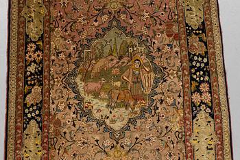 Matta, semiantik, Täbris, figural, ca 138 x 86 cm.