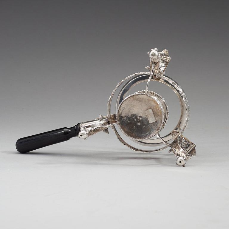 A Swedish 18th century silver tea-pot and stand, marks of Pehr Zethelius, Stockholm 1782.