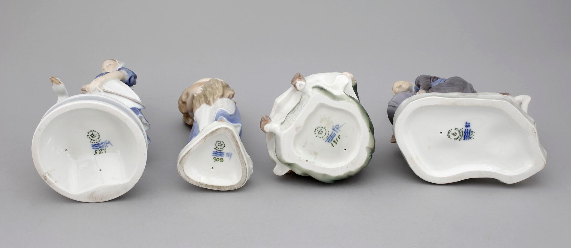 FIGURINER, 4 st, porslin, Royal Copenhagen.