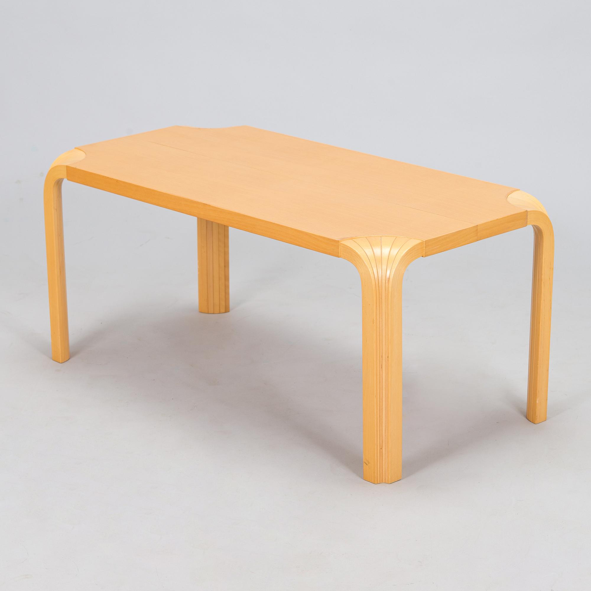 Alvar Aalto, a 1960s coffee table model MX800B, altered, for Artek.