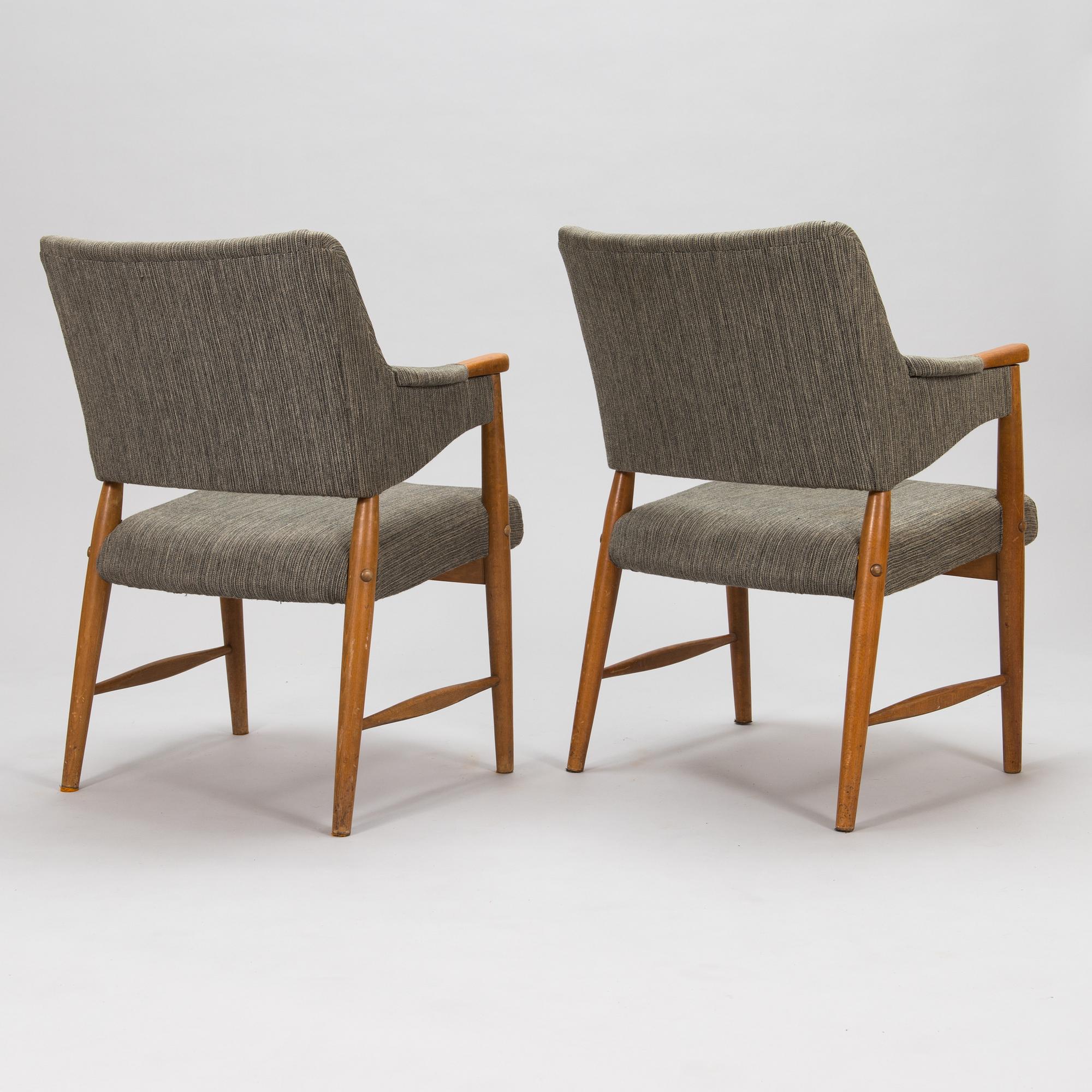 Olof Ottelin, four 1950's 'Othello' armchairs for Oy Stockmann Ab, Keravan puusepäntehdas. Finland.
