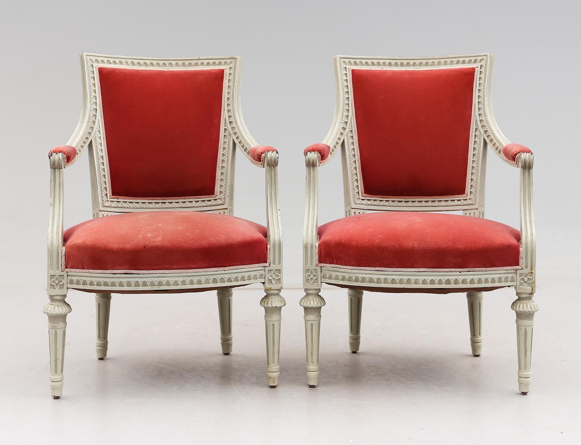 KARMSTOLAR, 1 par, gustaviansk stil, 1900-talets andra hälft.