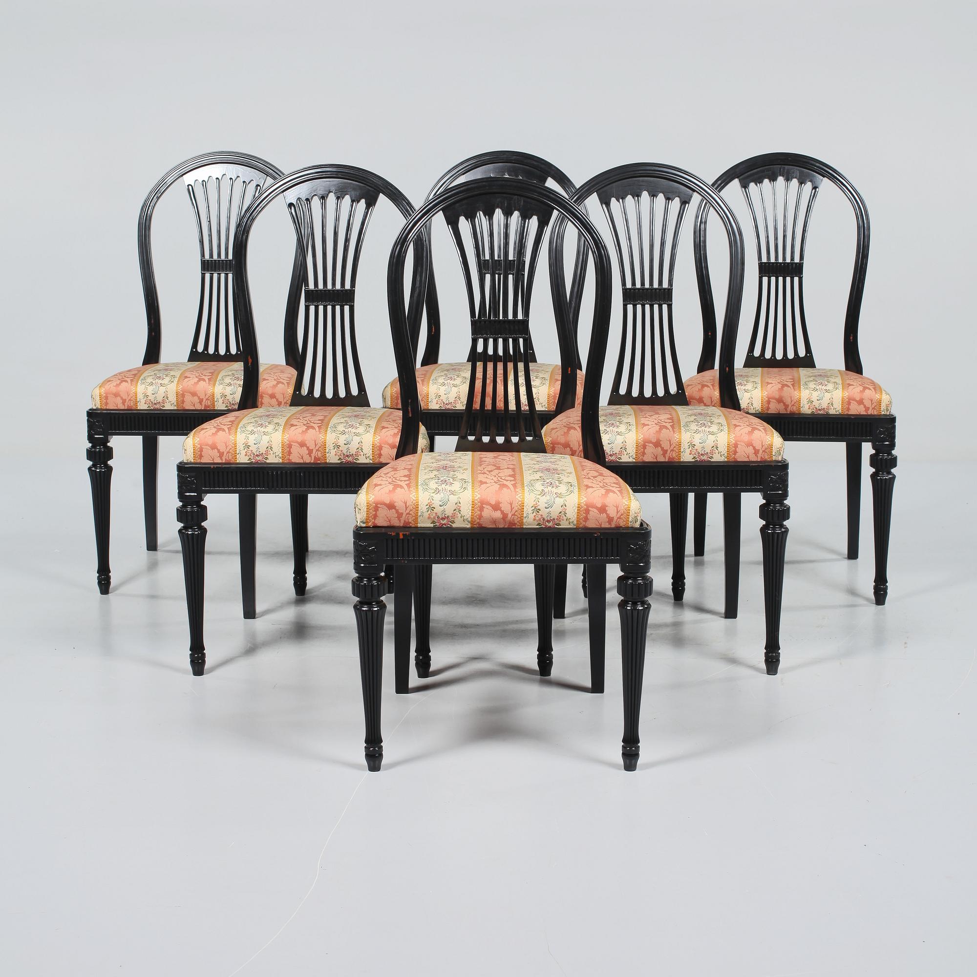 STOLAR, 6 st, gustaviansk stil, 1900-talets andra hälft.