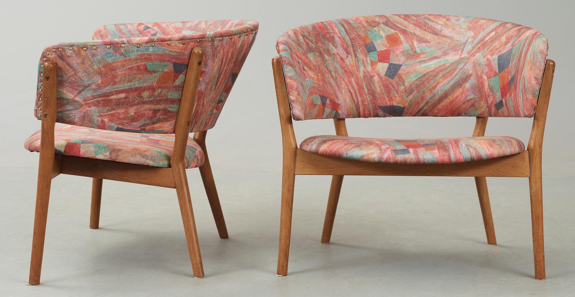 FÅTÖLJER, 2 st. "Modell 83", Nanna & Jörgen Ditzel, Knud Willadsen, Danmark.