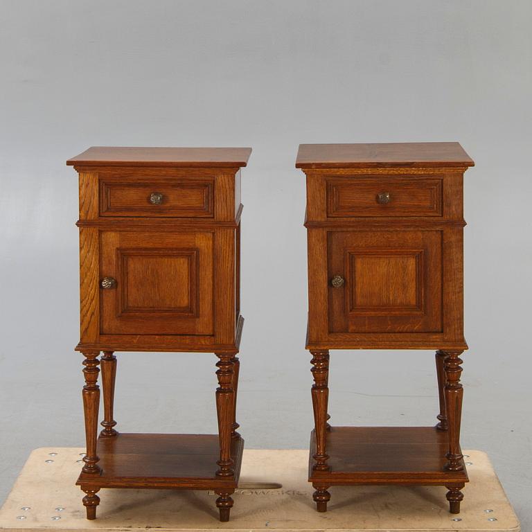 A pair of oak bedside tables first half of the 20th century.