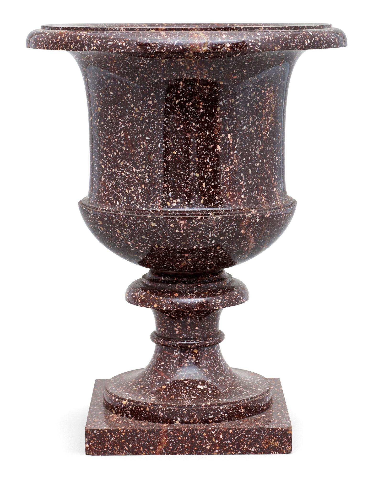 A Swedish Empire 19th century porphyry urn.