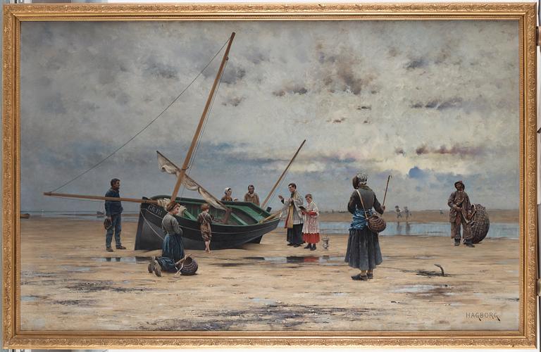 August Hagborg, 'Fiskebåten välsignas' (The ceremony of blessing of a fishing boat / Bénédiction d'une barque).