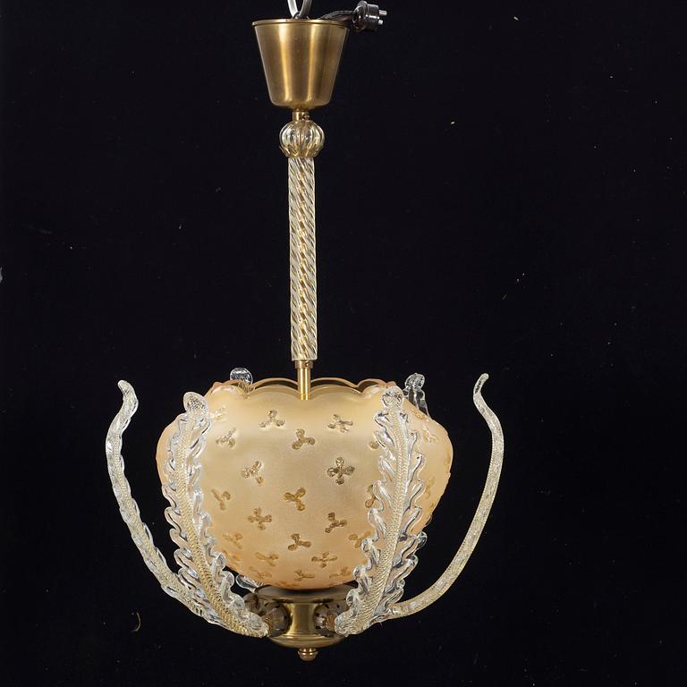 TAKLAMPA, möjligen Orrefors 1900-talets mitt.