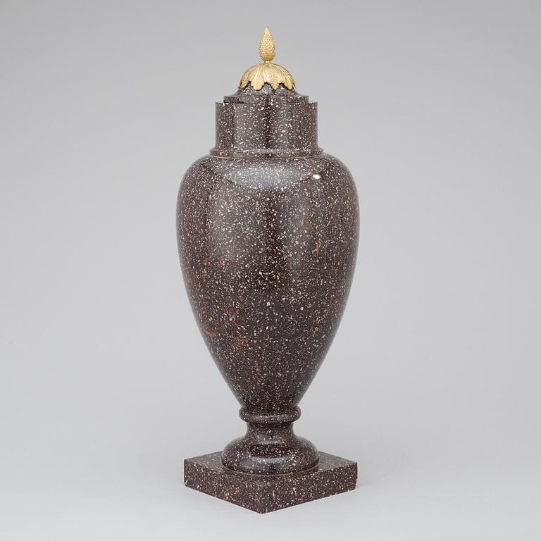 A Swedish early 19th century porphyry urn.