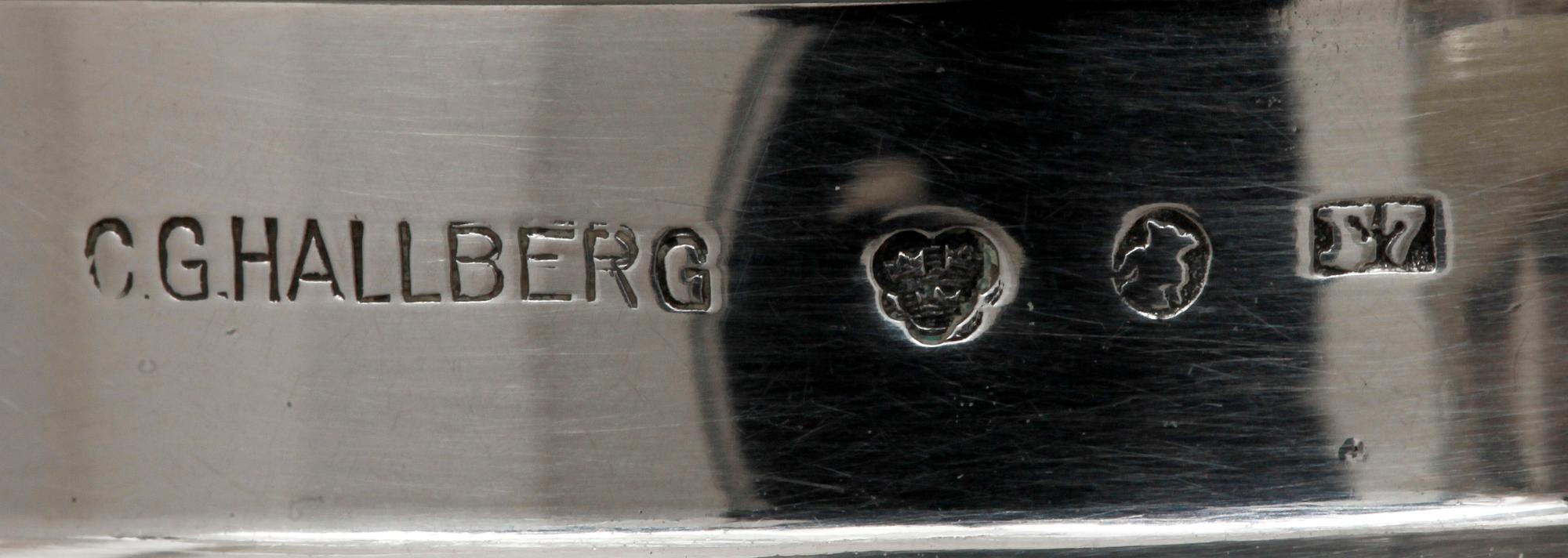 KAFFESERVIS, 3 delar, silver, jugend, C G Hallberg, Stockholm 1907. Tot vikt c:a 870 g.