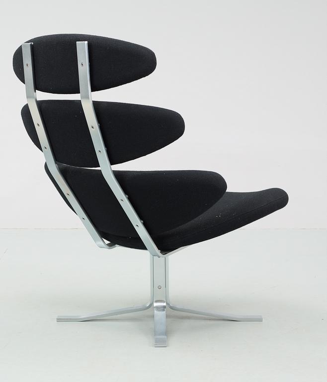 A Poul Volther steel and black wool 'Corona' easy chair by Erik Jørgensen, Denmark.