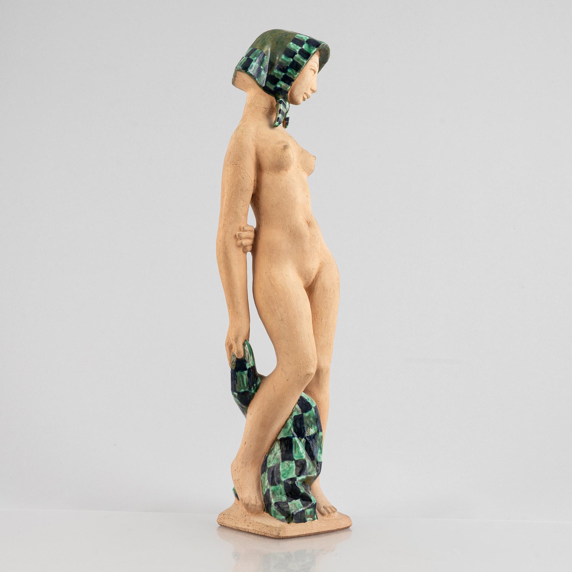 Helge Christoffersen, an earthenware figure of a woman, 1950's.