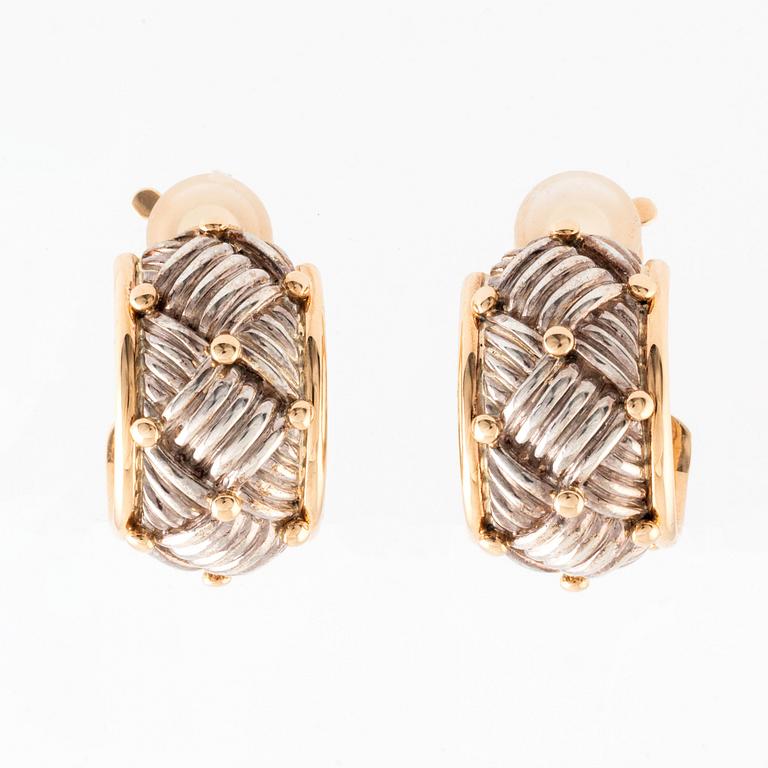 A pair of Hermès 18K gold and platinum earrings, design Georges L´Enfant.