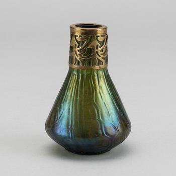 WILHELM KRALIK SOHNE, a Diasfora glass and metal vase.