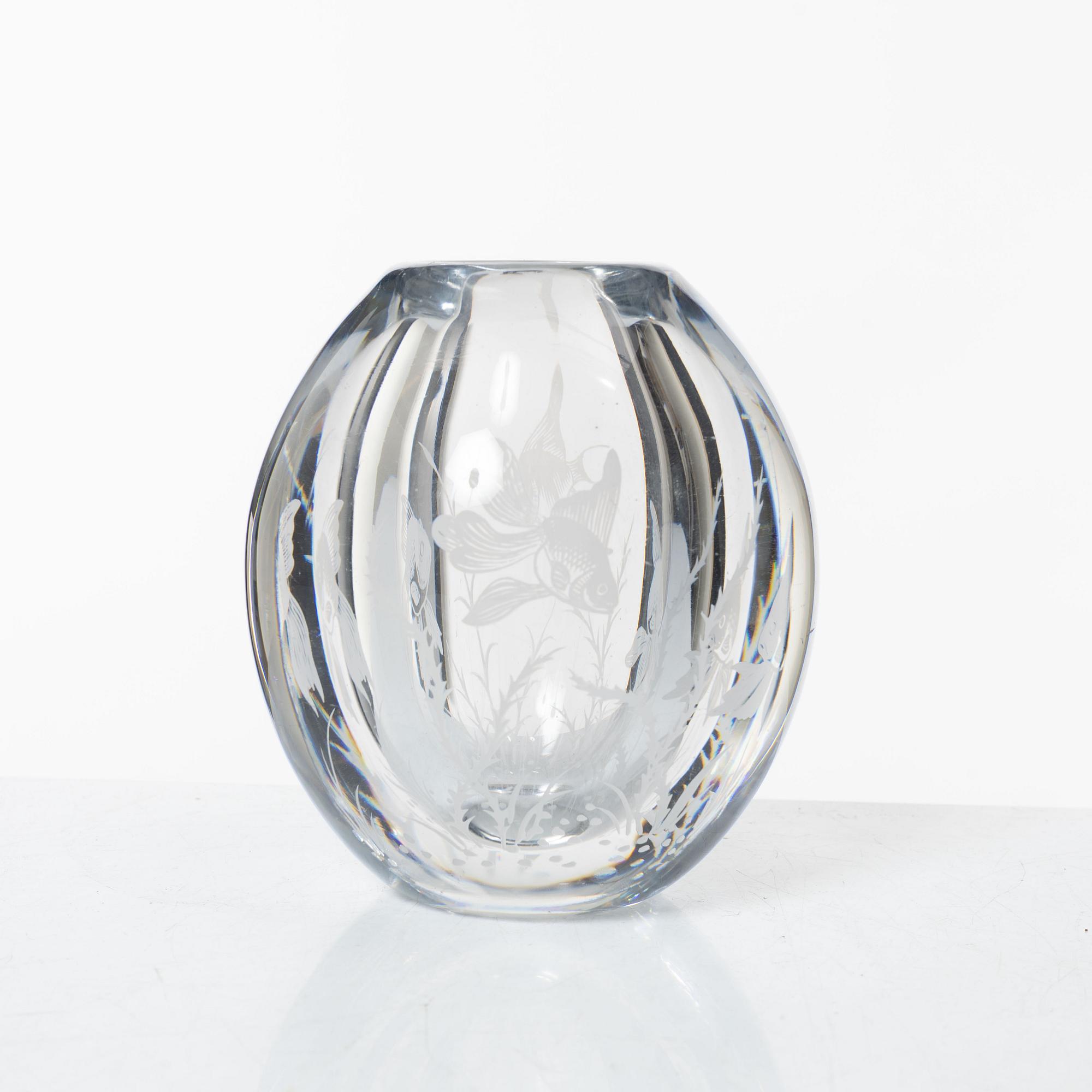 Edward Hald, a 'graal' glass vase, Orrefors 1949.