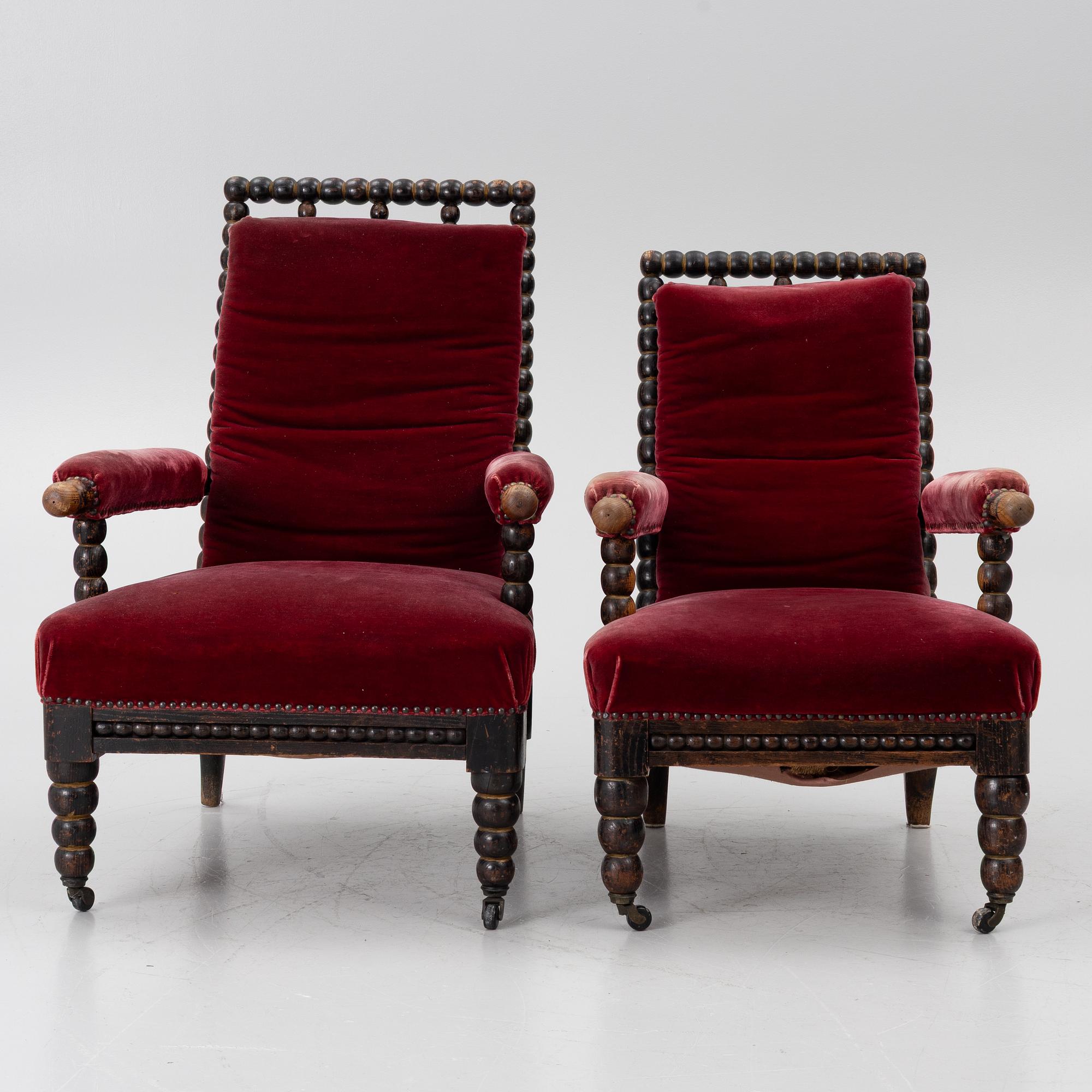 Armchairs, a pair, so-called “Bobbin Chair”, 19th century.
