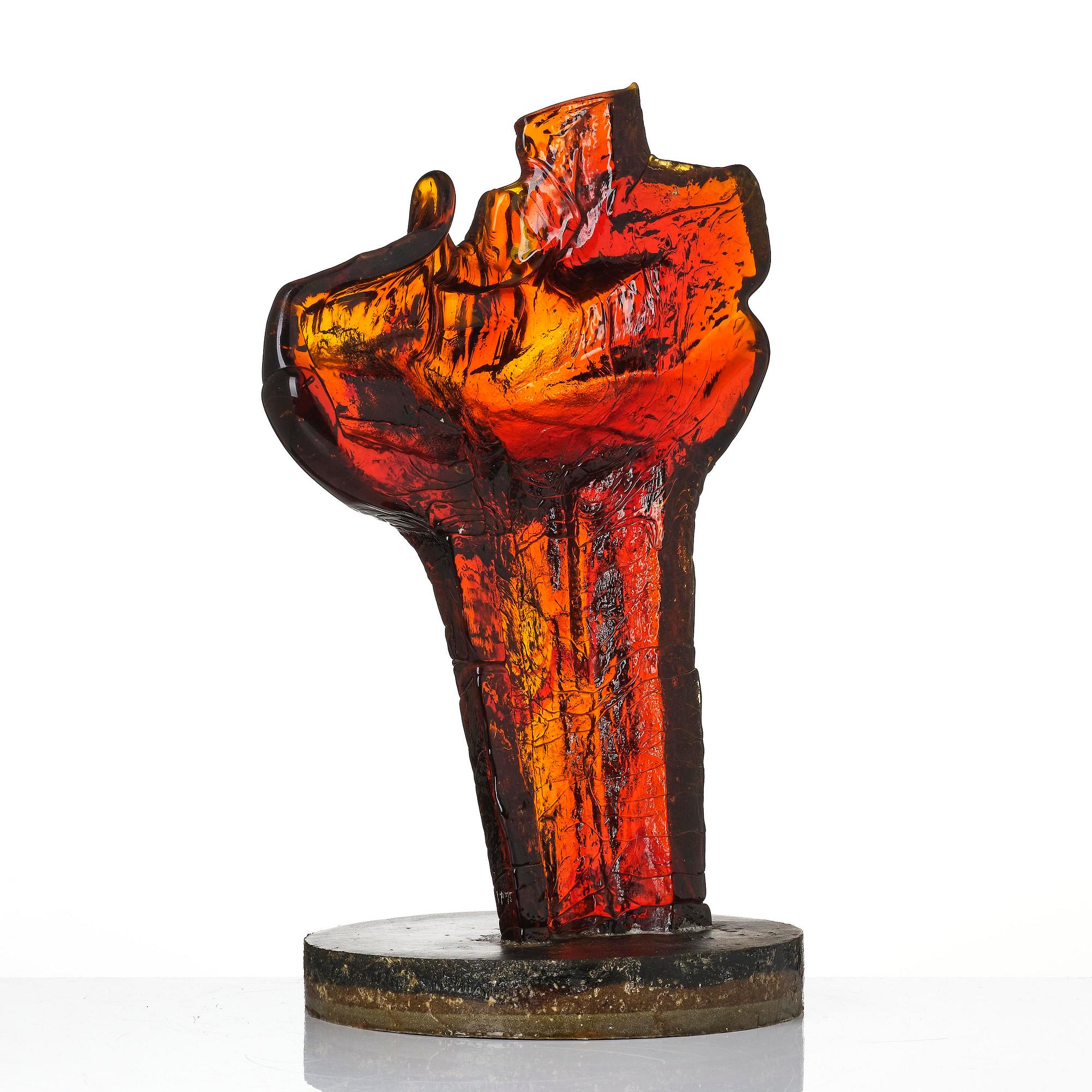 Edvin Öhrström, a cast glass sculpture, Lindshammar Glassworks, 1975.